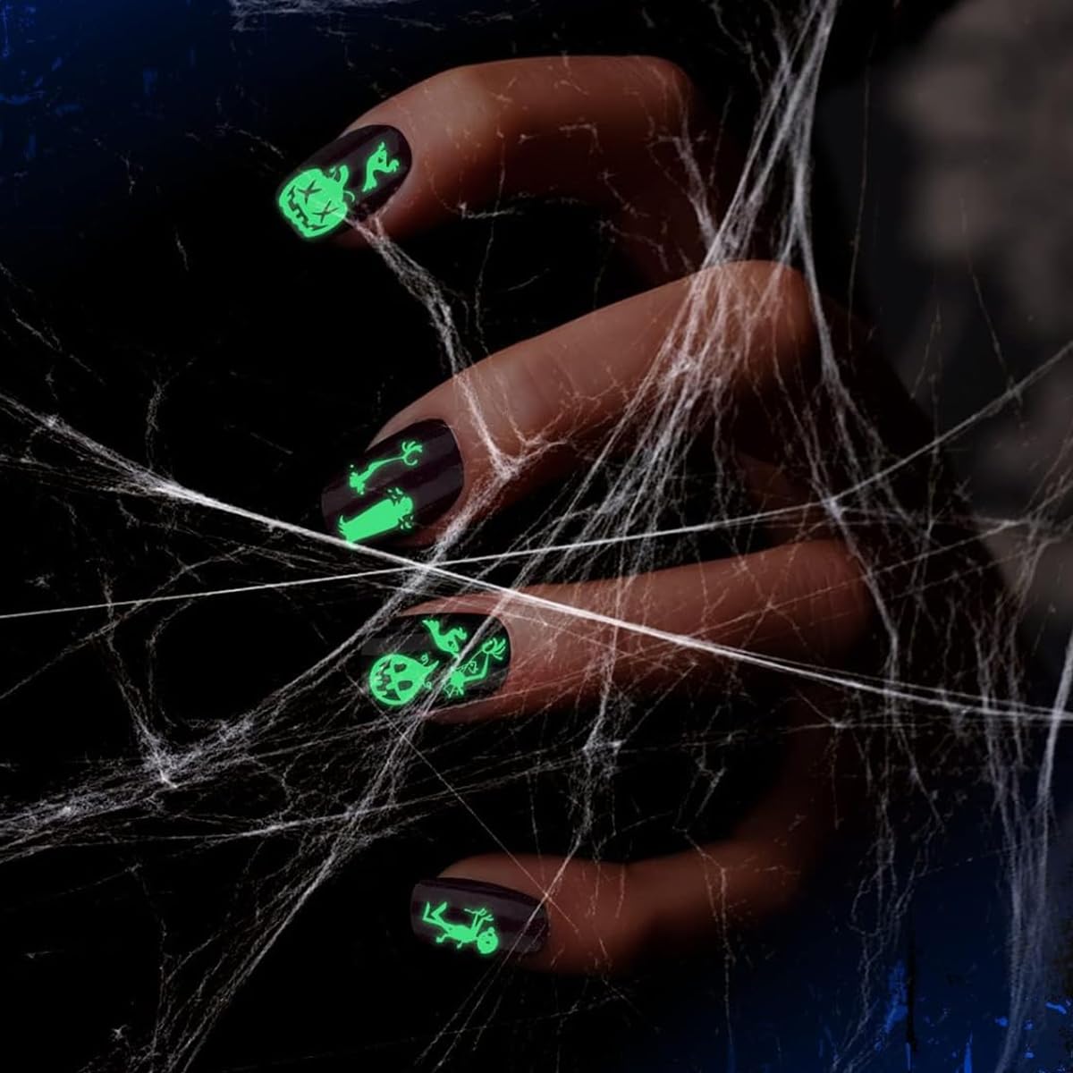 MAYCREATE 12 Sheets Halloween Nail Art Stickers, Luminous Nail Design Glow in The Dark Nail Decals, 3D Self-Adhesive Luminous Spooky Spider Web Skull Pumpkin Nail Art Design for Women Girls MAYCREATE 12 Sheets Halloween Nail Art Stickers, Luminous Nail Design Glow in The Dark Nail Decals, 3D Self-Adhesive Luminous Spooky Spider Web Skull Pumpkin Nail Art Design for Women Girls